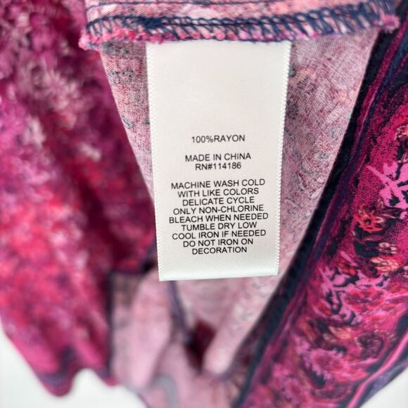 Frye and Co Dress XL Midi Floral Tassel Rayon Western Peasant Boho Canyon - Picture 8 of 8